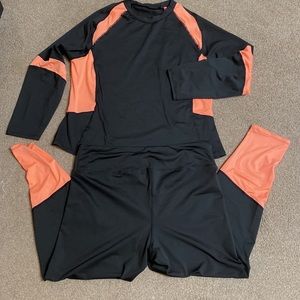 NWOT SHEIN CURVE 2pc workout leggings set in bright Orange and Black size 4XL